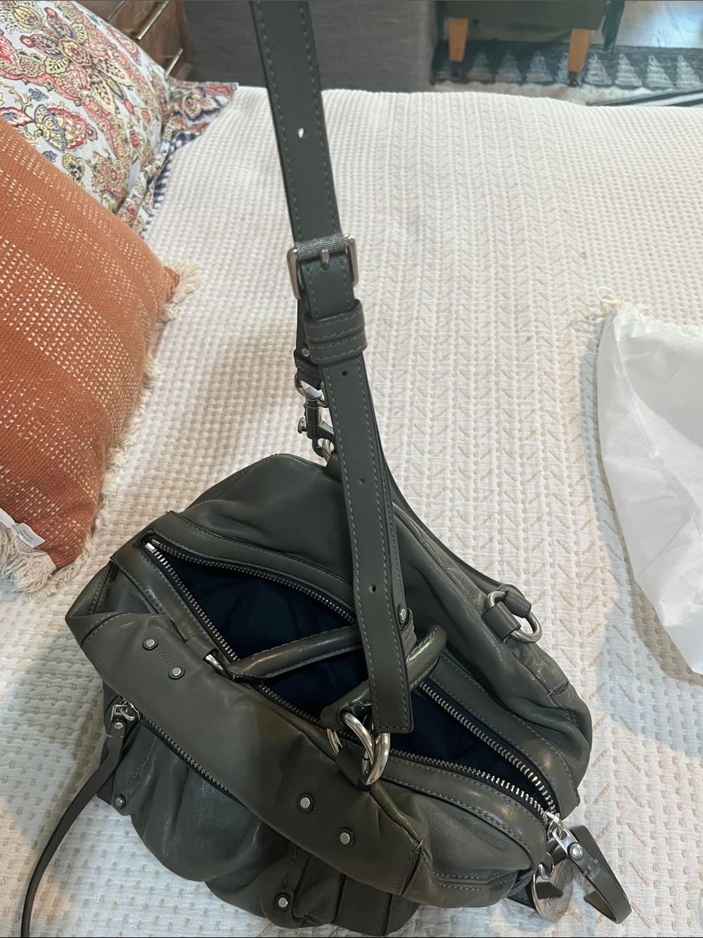 Marc Jacobs Olive Green Leather Shoulder Satchel - Picture 12 of 12